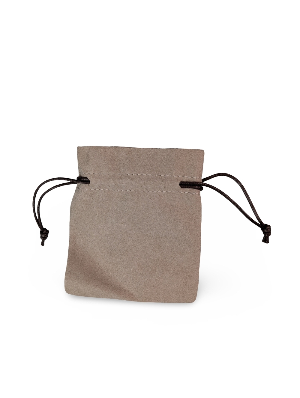 Marco Bicego Suede Drawstring Pouch Jewelry Bag in Taupe with Dark Brown Cords - Picture 2 of 4
